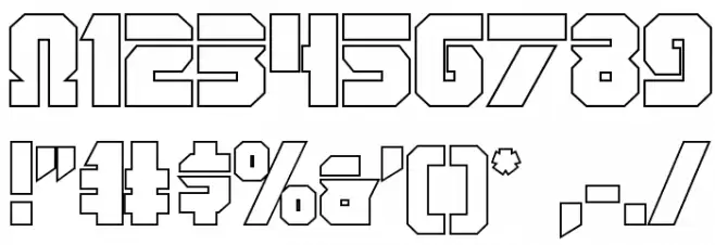 OmegaForce Outline Regular Font OTHER CHARS