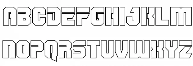 OmegaForce Outline Regular Schriftart Kleinbuchstaben