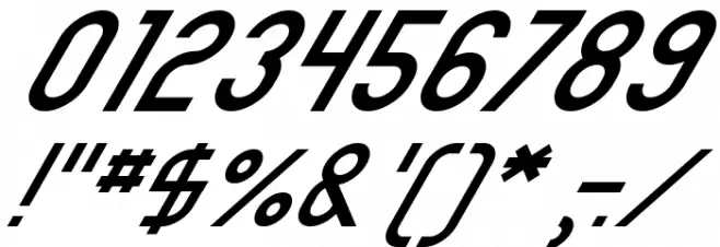 Omicron Zeta Slant Font OTHER CHARS