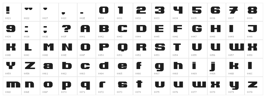 Omsk Regular Character Map