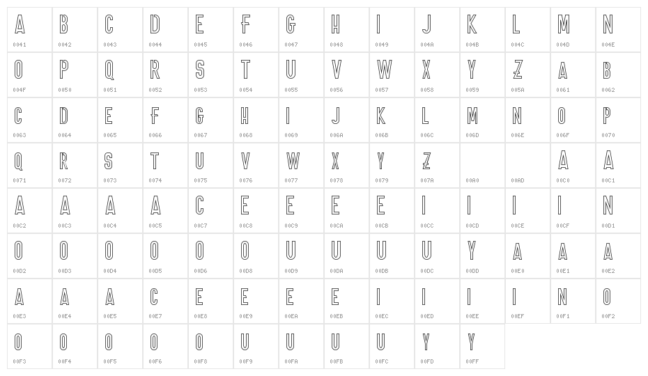 ONNIC DEMO Outline Character Map