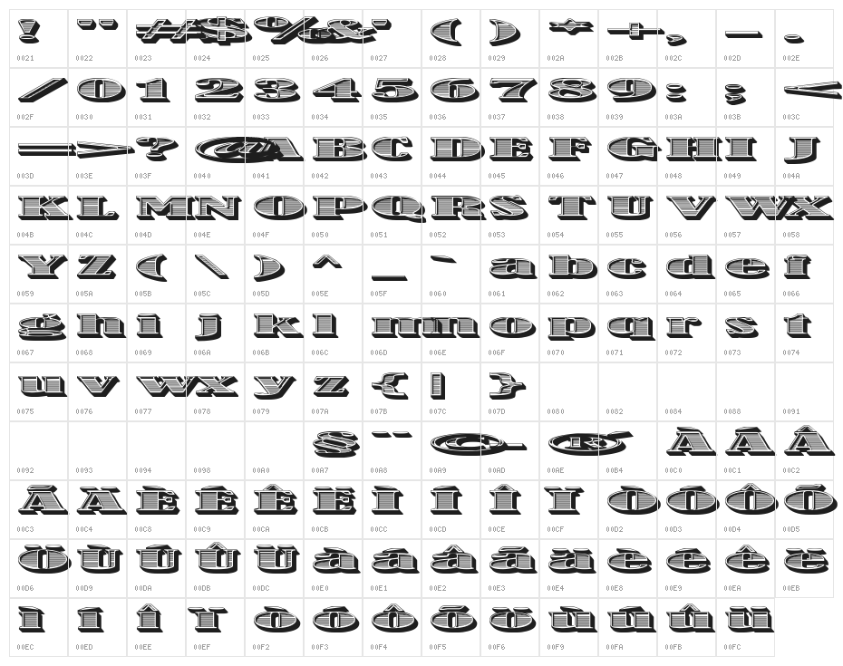 One Dance Bold Character Map