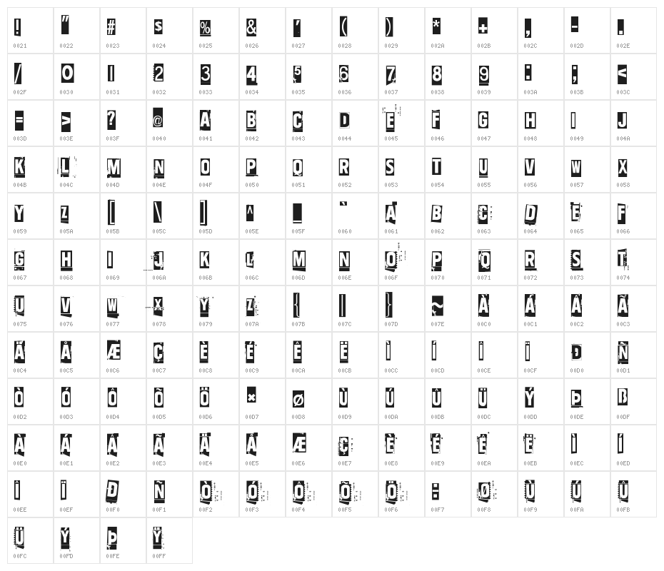 One two thirty-four Character Map