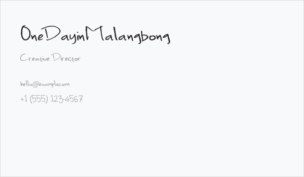 OneDayinMalangbong Business Card