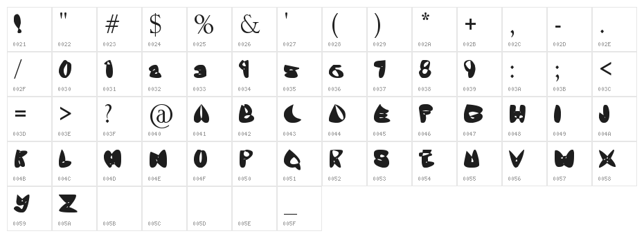 OneLeash Character Map