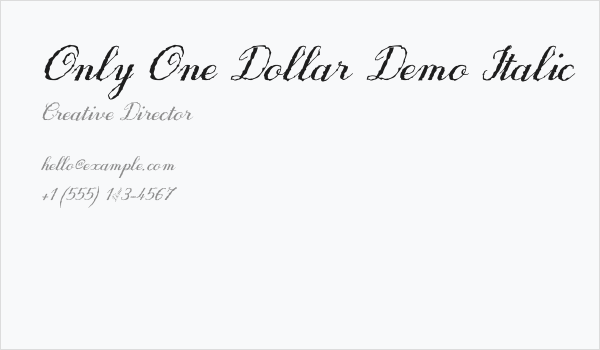 Only One Dollar Demo Italic Business Card