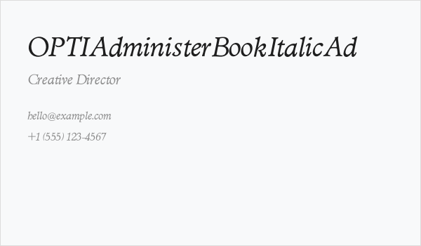 OPTIAdministerBookItalicAd Business Card