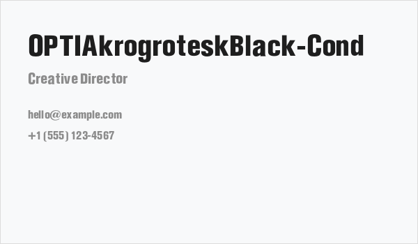 OPTIAkrogroteskBlack-Cond Business Card