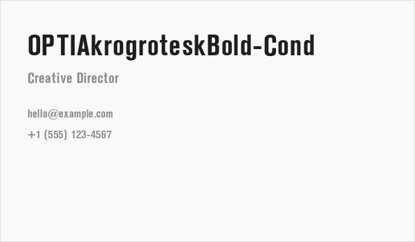 OPTIAkrogroteskBold-Cond Business Card