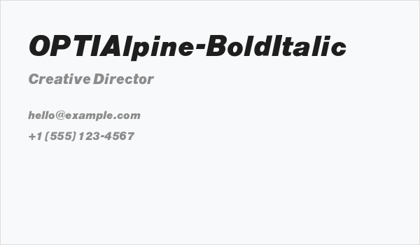 OPTIAlpine-BoldItalic Business Card