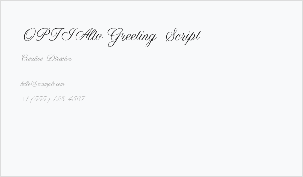 OPTIAltoGreeting-Script Business Card