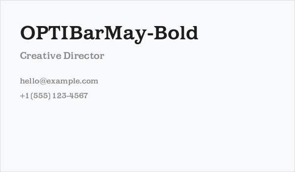OPTIBarMay-Bold Business Card