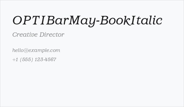 OPTIBarMay-BookItalic Business Card