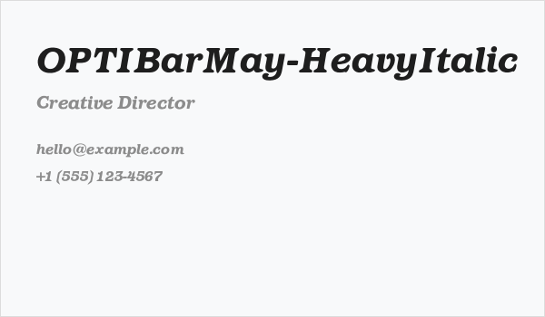 OPTIBarMay-HeavyItalic Business Card