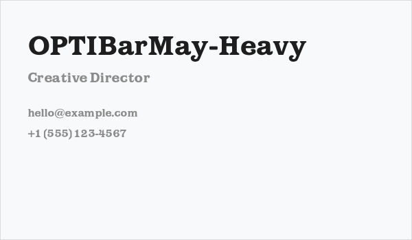 OPTIBarMay-Heavy Business Card