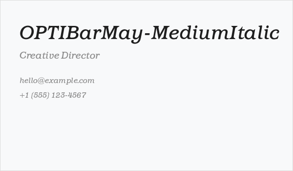 OPTIBarMay-MediumItalic Business Card