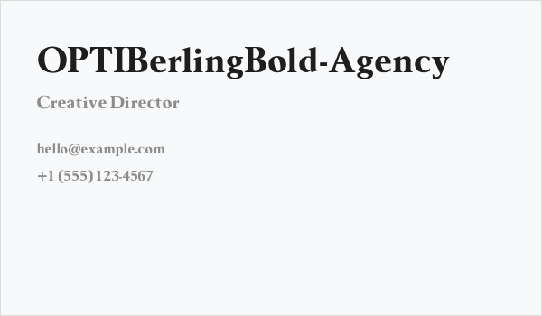 OPTIBerlingBold-Agency Business Card