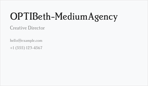 OPTIBeth-MediumAgency Business Card