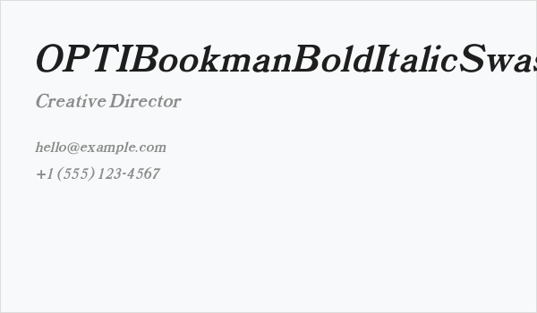 OPTIBookmanBoldItalicSwash Business Card