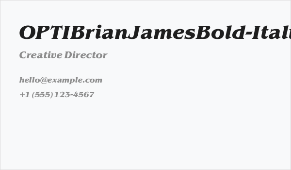OPTIBrianJamesBold-Italic Business Card