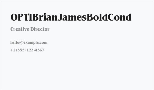 OPTIBrianJamesBoldCond Business Card