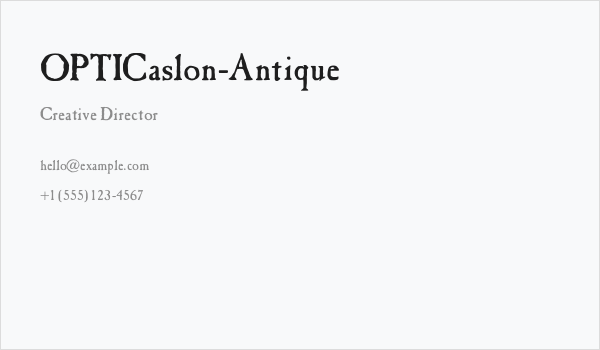 OPTICaslon-Antique Business Card