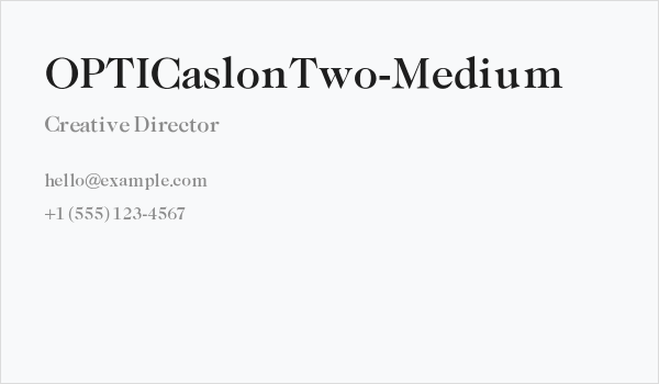OPTICaslonTwo-Medium Business Card