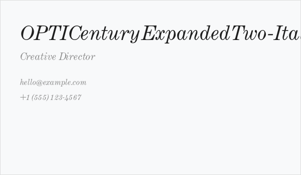 OPTICenturyExpandedTwo-Italic Business Card