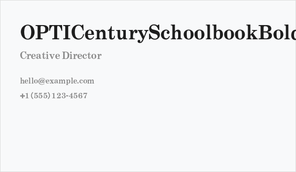 OPTICenturySchoolbookBold Business Card