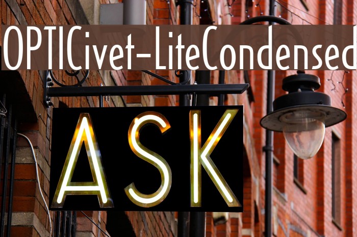 OPTICivet-LiteCondensed Font examples