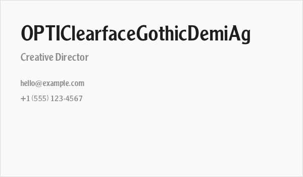 OPTIClearfaceGothicDemiAg Business Card
