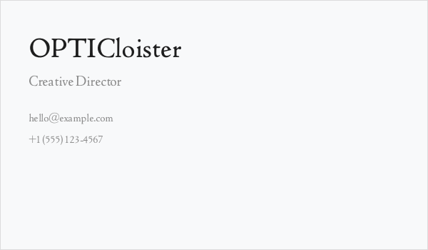 OPTICloister Business Card