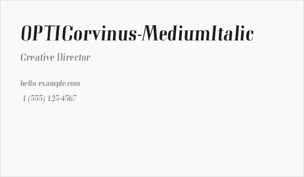 OPTICorvinus-MediumItalic Business Card