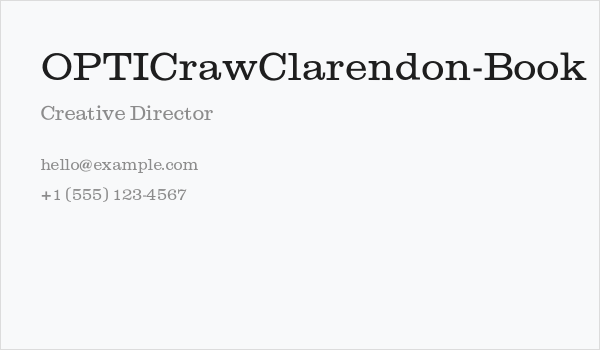 OPTICrawClarendon-Book Business Card