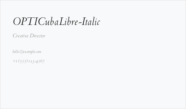 OPTICubaLibre-Italic Business Card