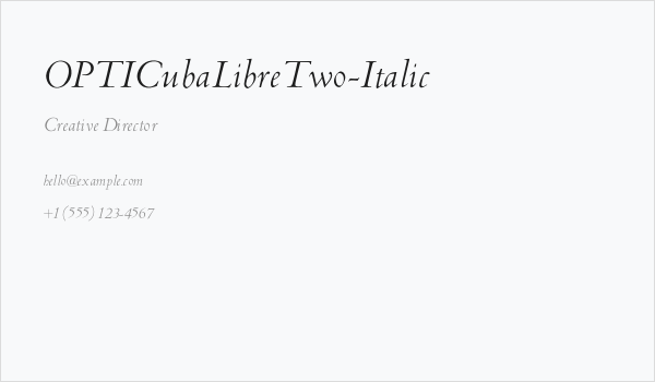 OPTICubaLibreTwo-Italic Business Card