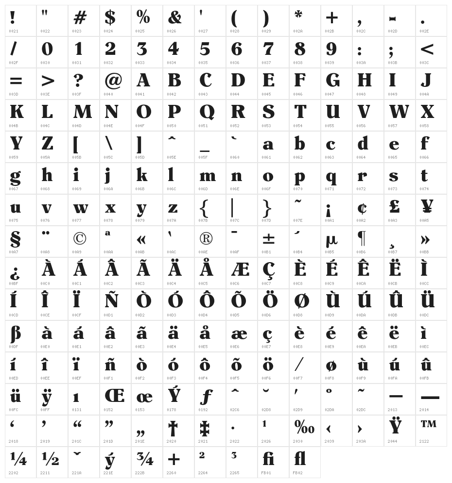 OPTIEinstein-Black Character Map