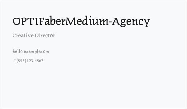 OPTIFaberMedium-Agency Business Card