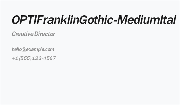 OPTIFranklinGothic-MediumItal Business Card