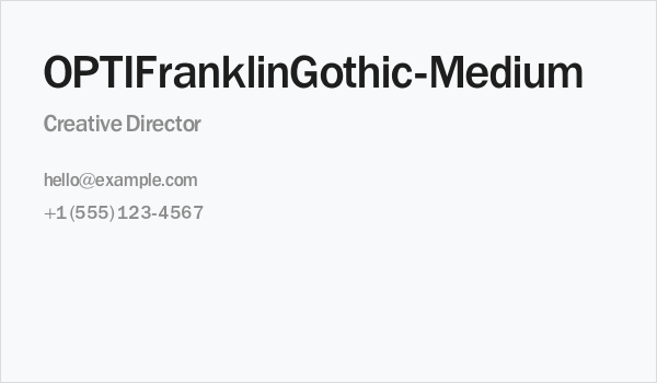 OPTIFranklinGothic-Medium Business Card