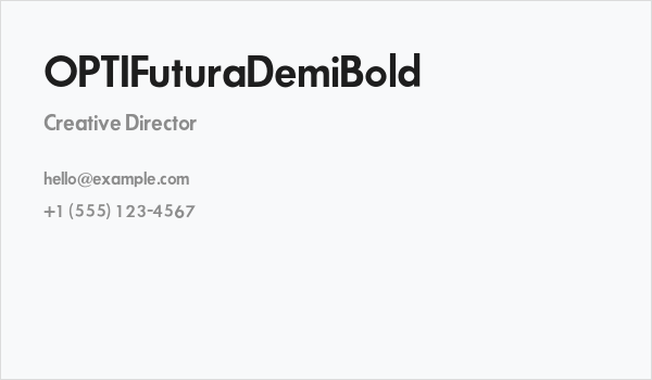 OPTIFuturaDemiBold Business Card
