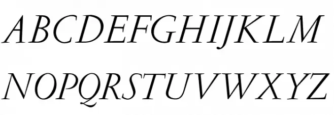 OPTIGaramondLight-Italic फ़ॉन्ट अपरकेस