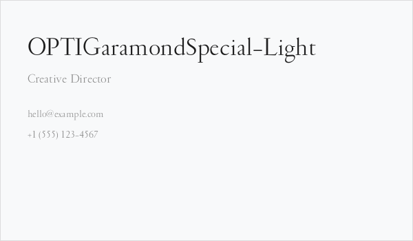 OPTIGaramondSpecial-Light Business Card