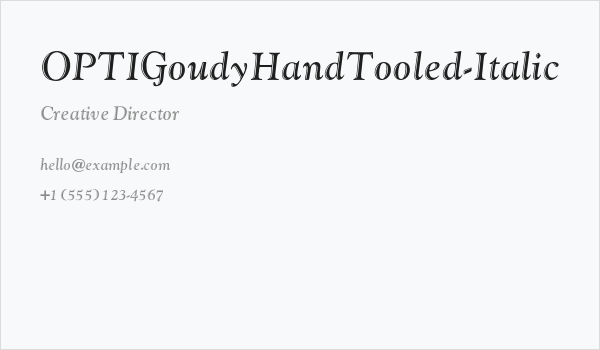OPTIGoudyHandTooled-Italic Business Card