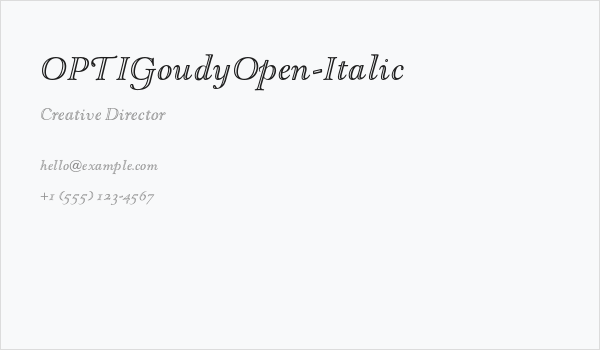 OPTIGoudyOpen-Italic Business Card