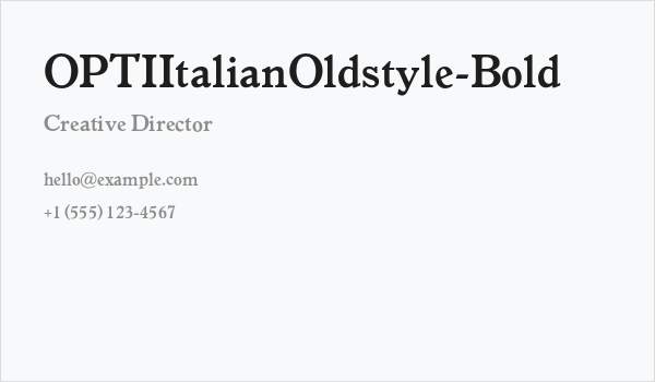 OPTIItalianOldstyle-Bold Business Card
