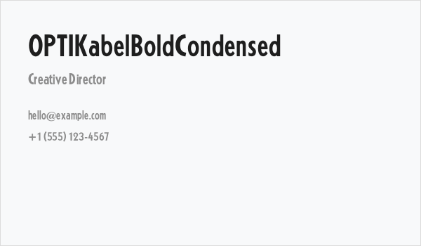 OPTIKabelBoldCondensed Business Card