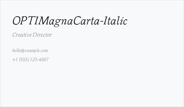 OPTIMagnaCarta-Italic Business Card