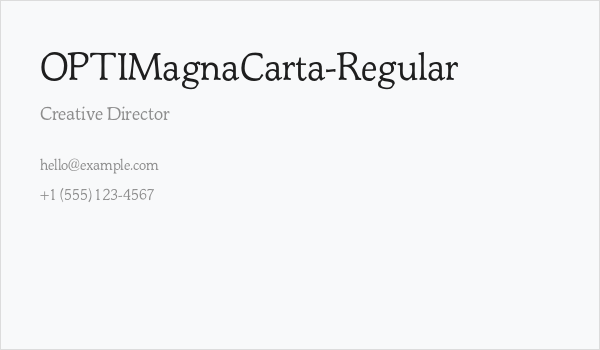 OPTIMagnaCarta-Regular Business Card