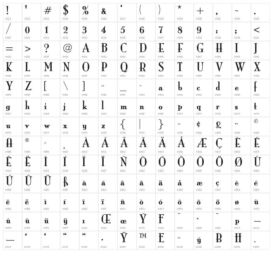 OPTIMargueritte-SolidBold Character Map